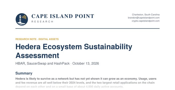 Hedera Ecosystem Sustainability Assessment, first page